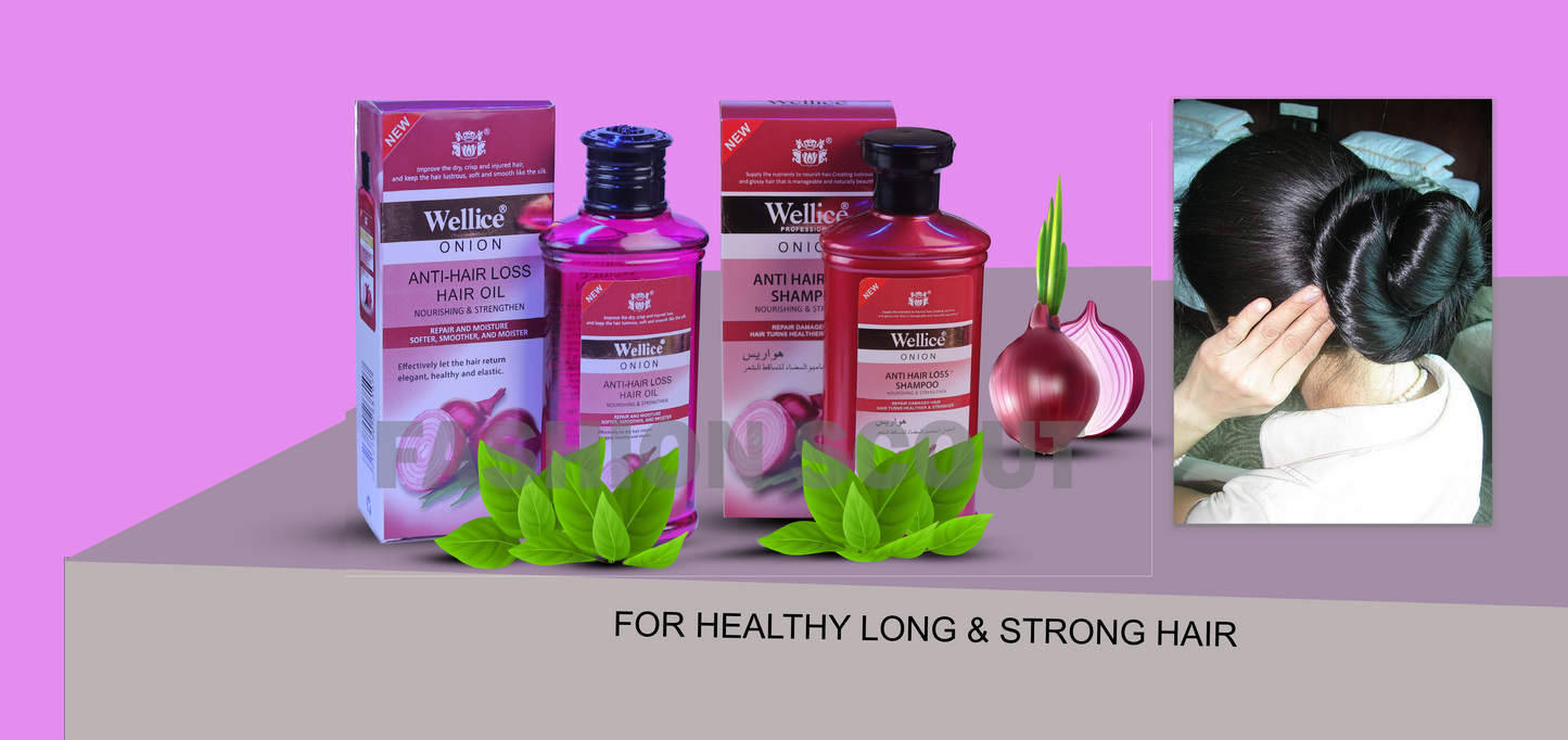 Wellice Onion Oil+ Shampoo (Pack of 2)- 2 months Challenge