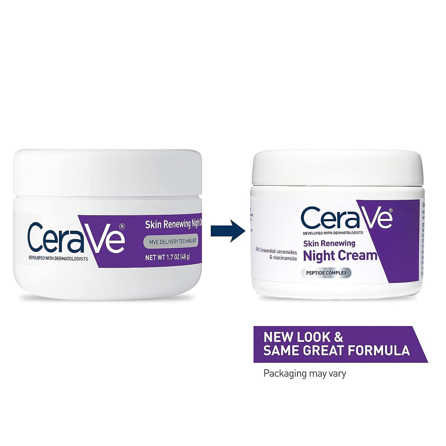 CeraVe Skin Renewing Night Cream | Niacinamide, Peptide Complex, and Hyaluronic Acid Moisturizer for Face