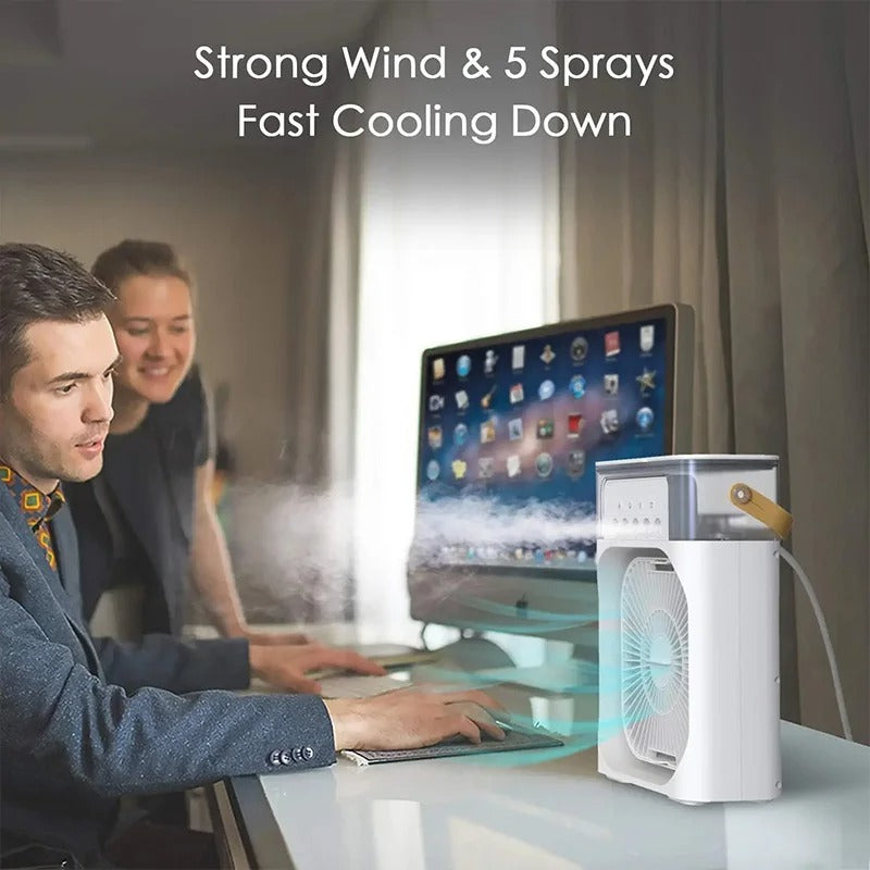 Air Cooler Water Cooling Spray Fan USB Desktop Humidification Fan Mini Air Cooling Fan with Night Light