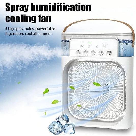 Air Cooler Water Cooling Spray Fan USB Desktop Humidification Fan Mini Air Cooling Fan with Night Light